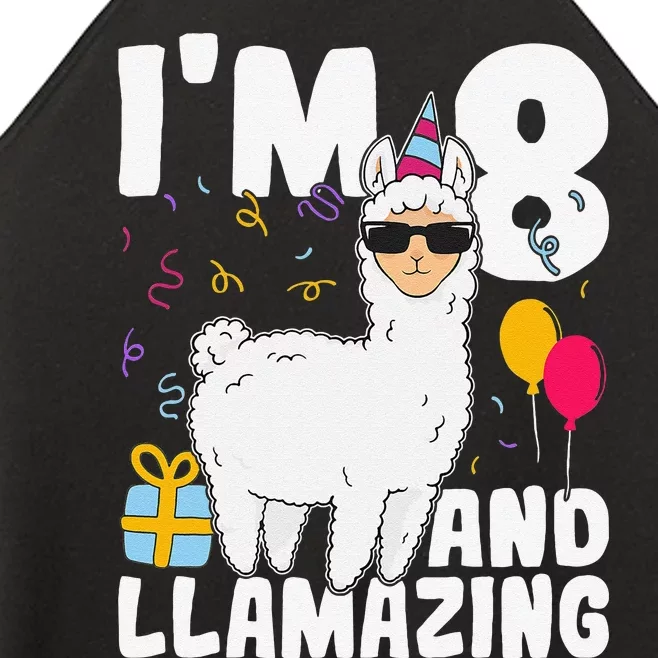 Alpaca I'm 8 And Llamazing Alpaca Llama 8th Birthday Women’s Perfect Tri Rocker Tank