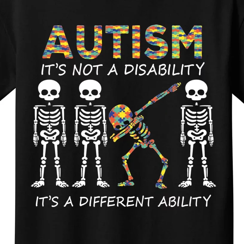 Autism It's A Different Ability Funny Dabbing Skeleton Gifts Kids T-Shirt