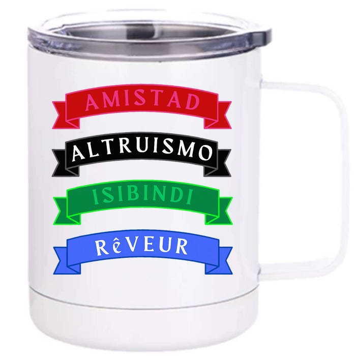 Amistad Isibindi Altruismo Reveur 4 Houses 1 Family Front & Back 12oz Stainless Steel Tumbler Cup