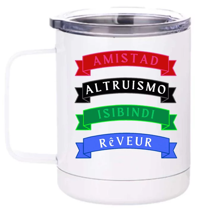 Amistad Isibindi Altruismo Reveur 4 Houses 1 Family Front & Back 12oz Stainless Steel Tumbler Cup