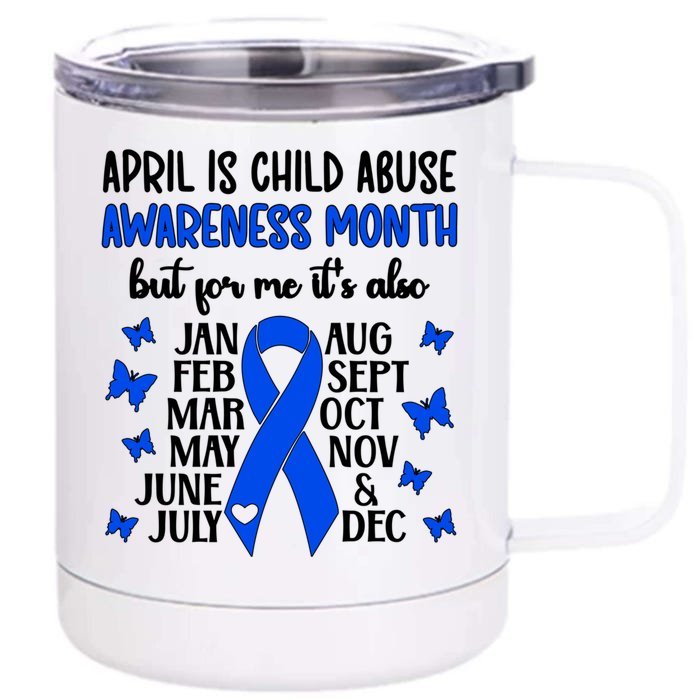 April Is Abuse Awareness Month Abuse Prevention Gift Front & Back 12oz Stainless Steel Tumbler Cup