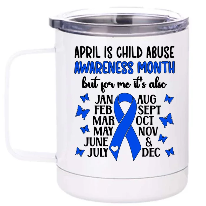 April Is Abuse Awareness Month Abuse Prevention Gift Front & Back 12oz Stainless Steel Tumbler Cup