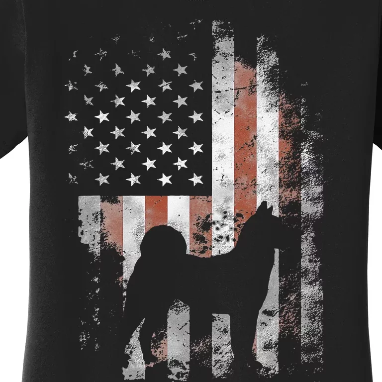 Akita Inu American Flag Patriotic 4th Of July Women's T-Shirt