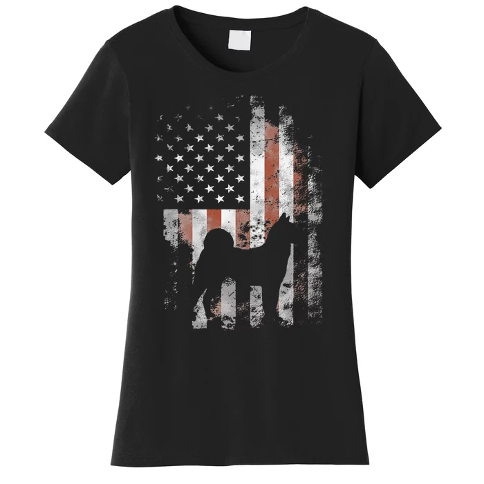 Akita Inu American Flag Patriotic 4th Of July Women's T-Shirt