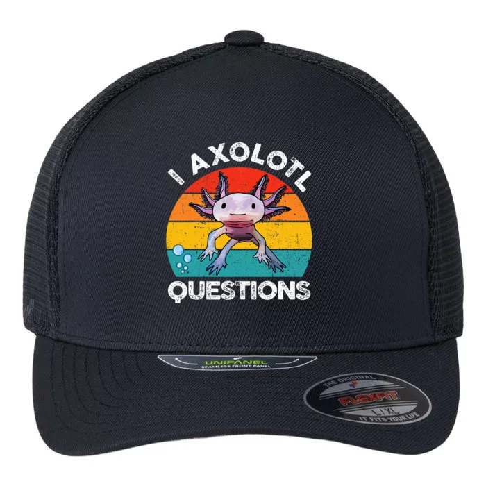 Axolotl I Axolotl Questions Retro Cute Axolotl Flexfit Unipanel Trucker Cap