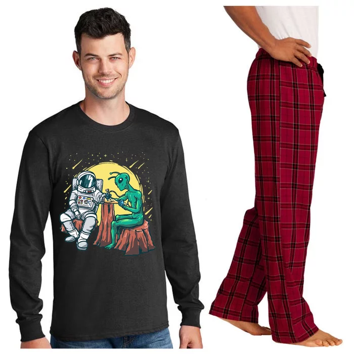 Alien Inking Astronaut Ink Funny Tattoo Artist Long Sleeve Pajama Set