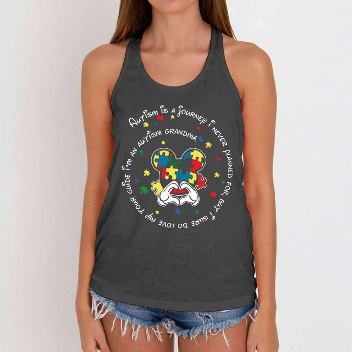 Autism Is A Journey I Never Planned For But I Sure Do Love My Tour Guide Women's Knotted Racerback Tank