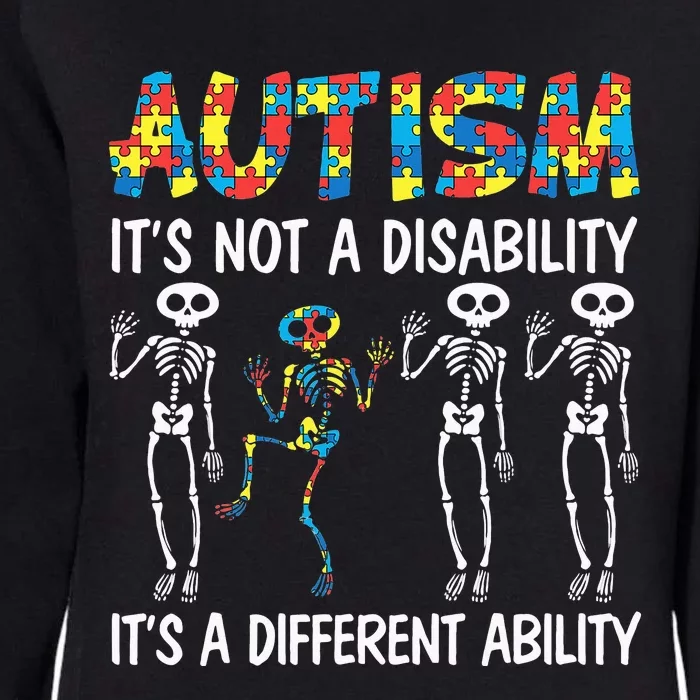 Autism It's A Different Ability Funny Dabbing Skeleton Womens California Wash Sweatshirt