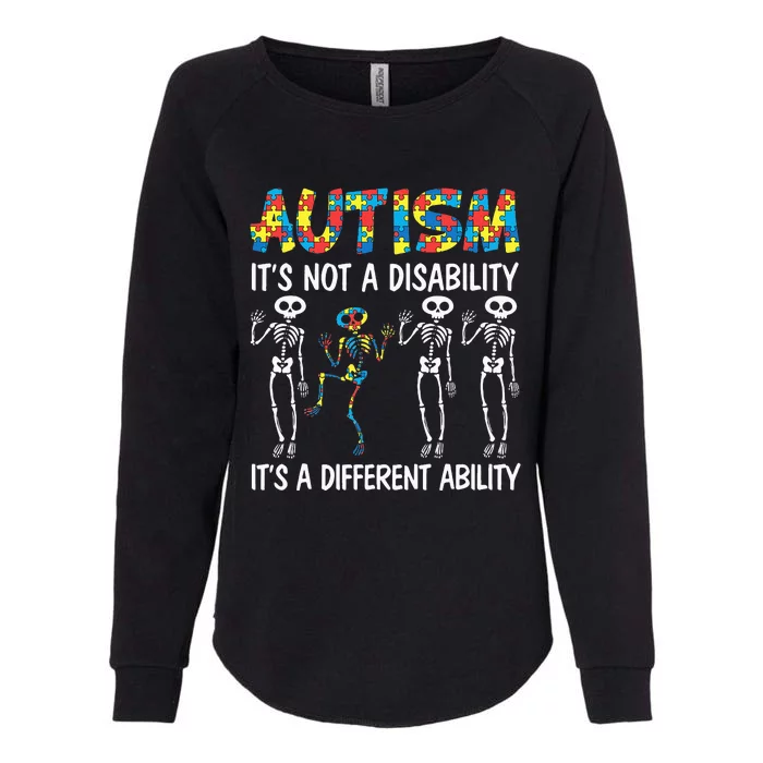 Autism It's A Different Ability Funny Dabbing Skeleton Womens California Wash Sweatshirt