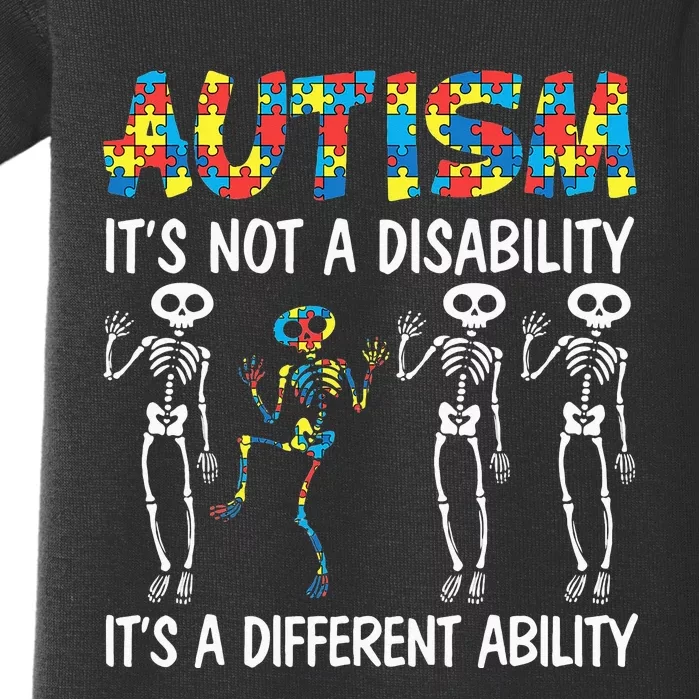 Autism It's A Different Ability Funny Dabbing Skeleton Baby Bodysuit