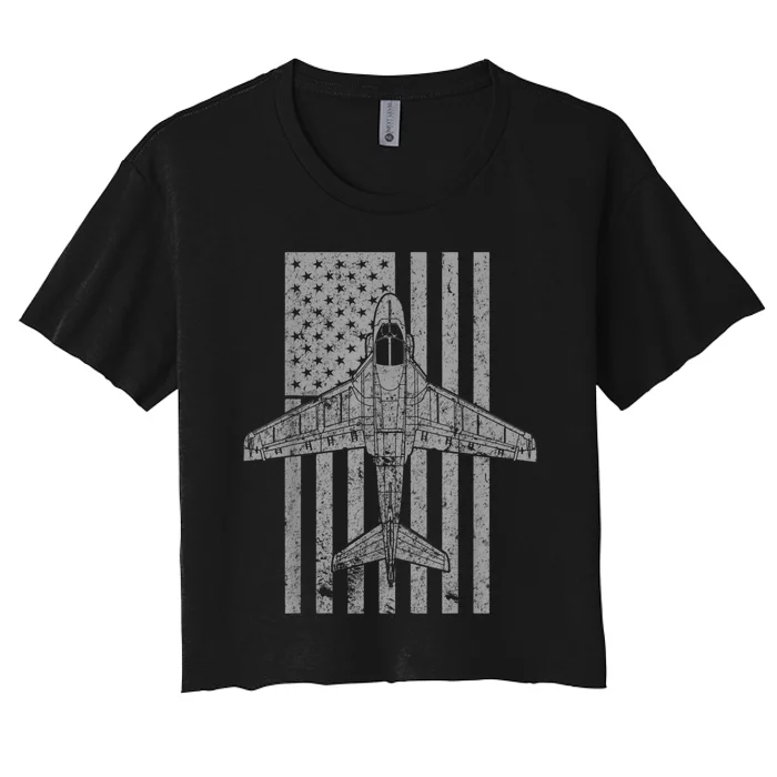 A6 Intruder A6 Jet Airplane Vintage Flag Women's Crop Top Tee