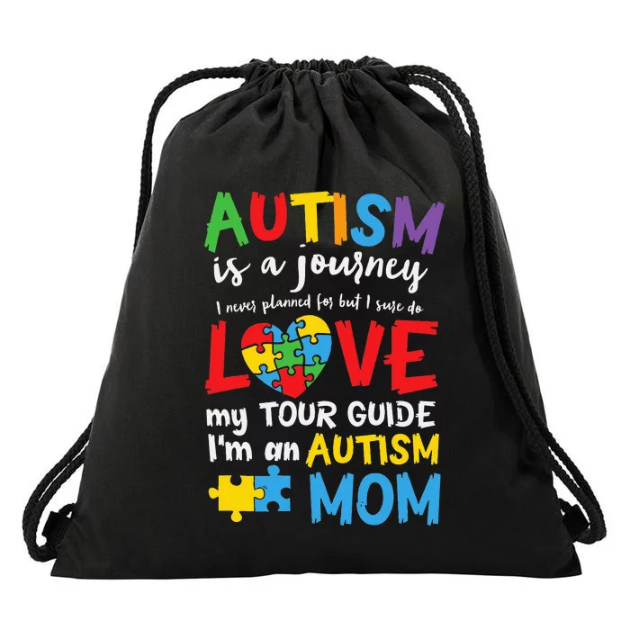 Autism is a Journey I'm an Autism Mom Drawstring Bag