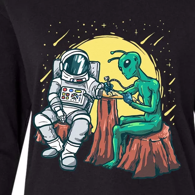 Alien Inking Astronaut Ink Funny Tattoo Artist Womens Cotton Relaxed Long Sleeve T-Shirt