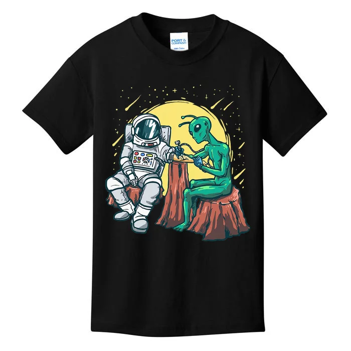 Alien Inking Astronaut Ink Funny Tattoo Artist Kids T-Shirt