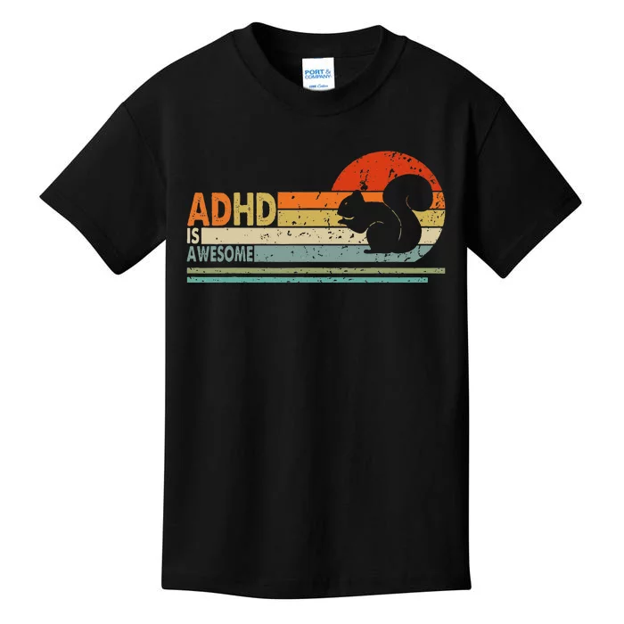 Adhd Is Awesome Cute Squirrel Kids T-Shirt