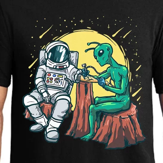 Alien Inking Astronaut Ink Funny Tattoo Artist Pajama Set