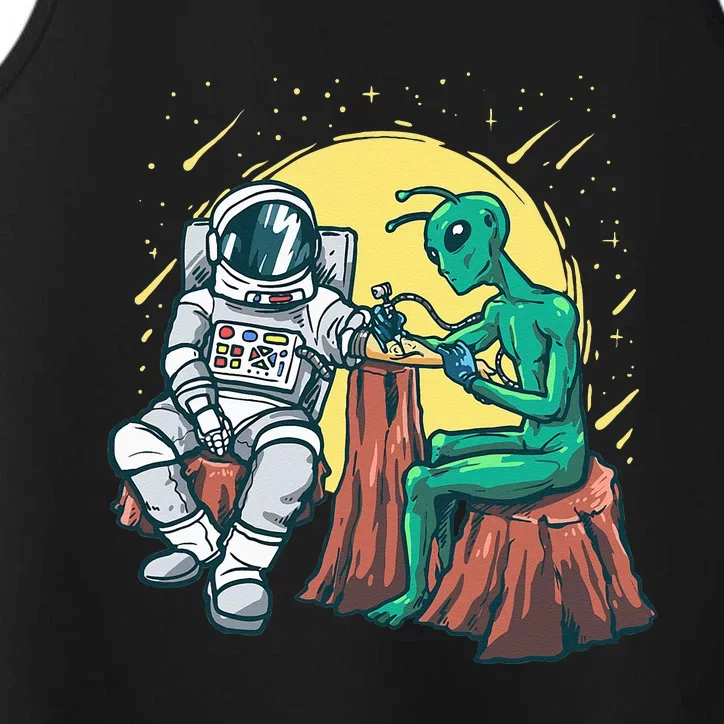 Alien Inking Astronaut Ink Funny Tattoo Artist Performance Tank