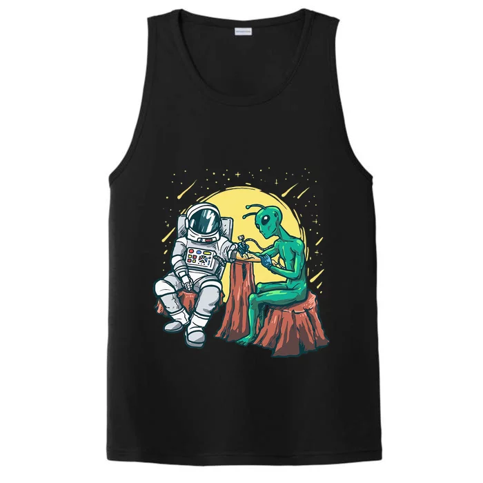 Alien Inking Astronaut Ink Funny Tattoo Artist Performance Tank