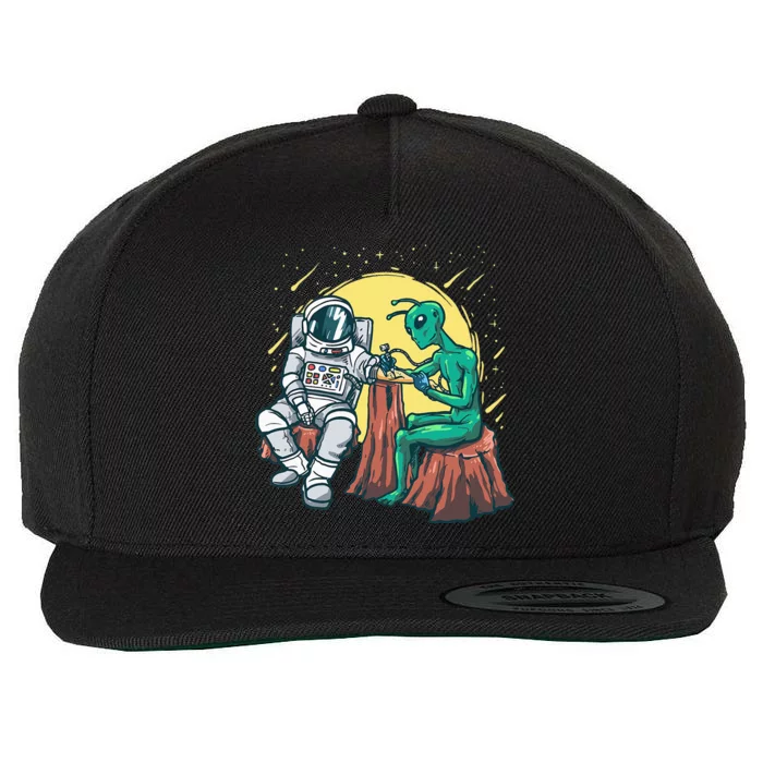 Alien Inking Astronaut Ink Funny Tattoo Artist Wool Snapback Cap