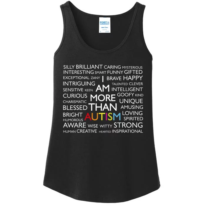 Autism I Am More Than Autism Awareness month Ladies Essential Tank