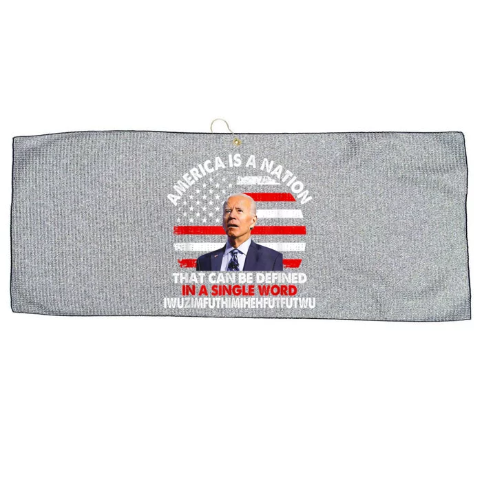 America Is A Nation That Can Be Defined In Single Word Biden Large Microfiber Waffle Golf Towel