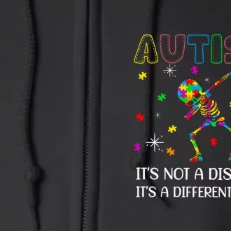 Autism It's A Different Ability Funny Skeleton Puzzle Autism Awareness Full Zip Hoodie