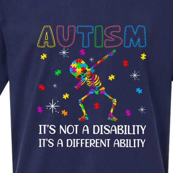 Autism It's A Different Ability Funny Skeleton Puzzle Autism Awareness Sueded Cloud Jersey T-Shirt