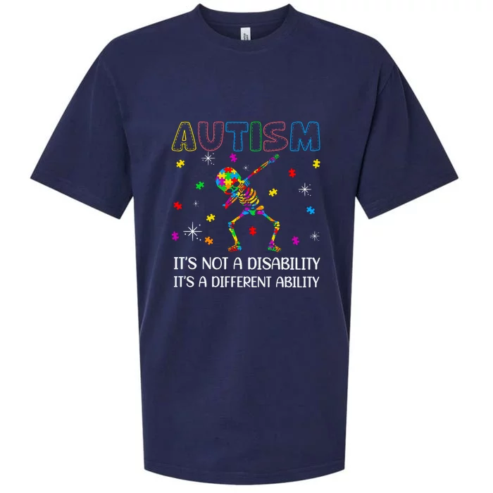 Autism It's A Different Ability Funny Skeleton Puzzle Autism Awareness Sueded Cloud Jersey T-Shirt