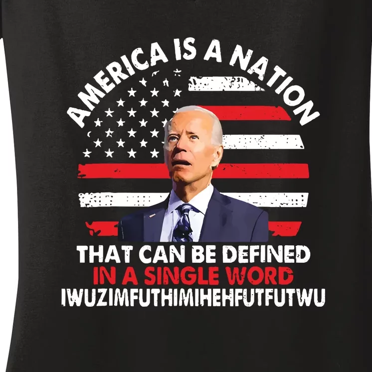 America Is A Nation That Can Be Defined In Single Word Biden Women's V-Neck T-Shirt