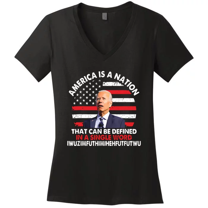 America Is A Nation That Can Be Defined In Single Word Biden Women's V-Neck T-Shirt