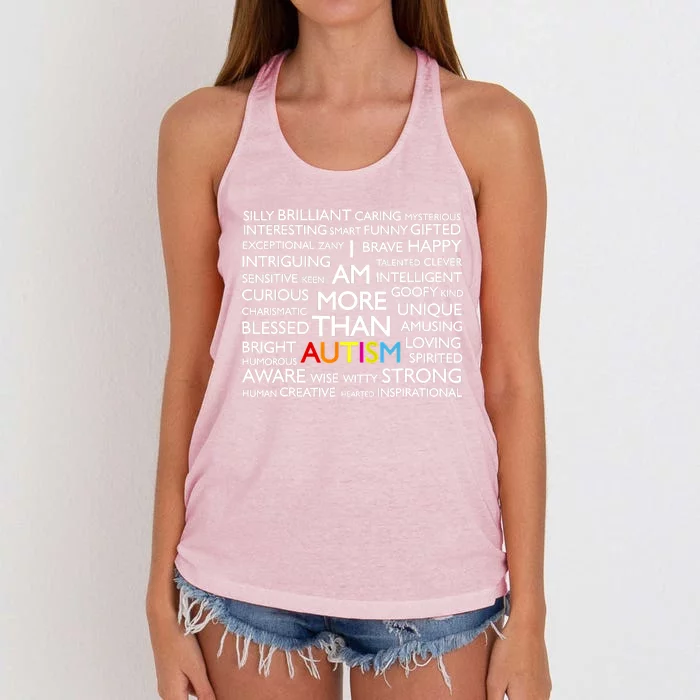 Autism I Am More Than Autism Funny Gift Women's Knotted Racerback Tank