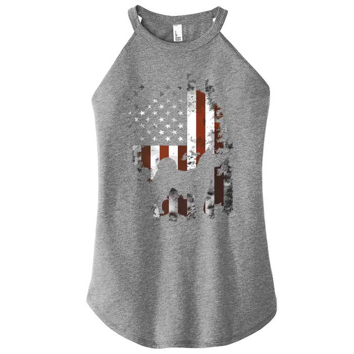 Akita Inu American Flag Patriotic 4th Of July T Women’s Perfect Tri Rocker Tank