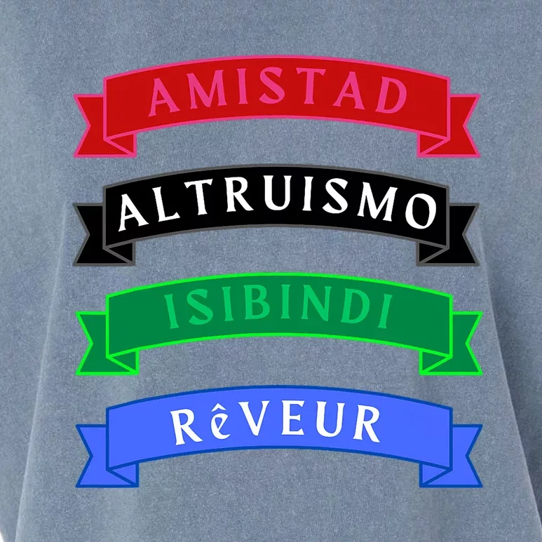 Amistad Isibindi Altruismo Reveur 4 Houses 1 Family Garment-Dyed Women's Muscle Tee