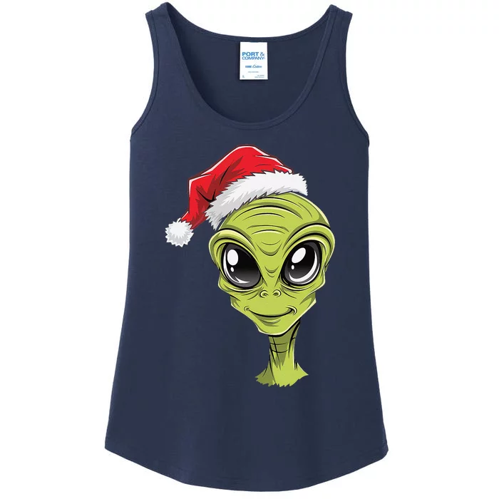 Alien In A Santa Claus Hat Christmas Ladies Essential Tank