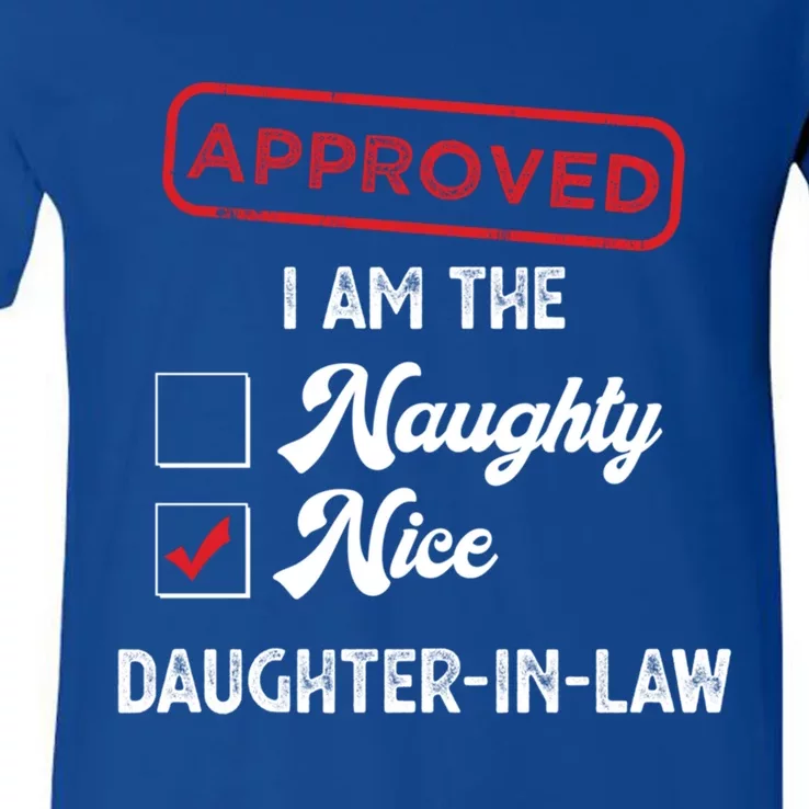 Approved I Am Nice Daughterinlaw Funny Christmas Xmas Gift V-Neck T-Shirt