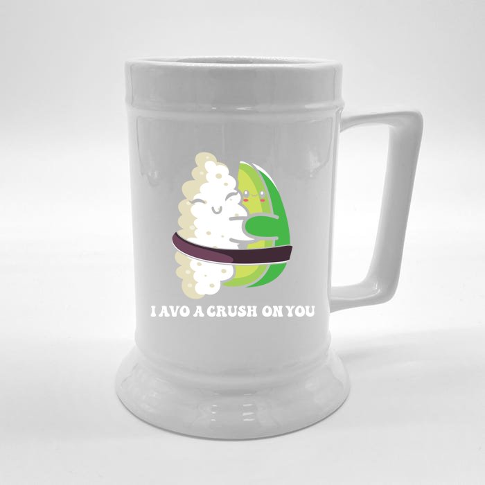 Avocado I Avo Crush On You Funny Sushi Phrase Japan Food Art Great Gift Front & Back Beer Stein