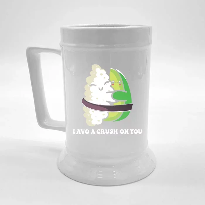 Avocado I Avo Crush On You Funny Sushi Phrase Japan Food Art Great Gift Front & Back Beer Stein