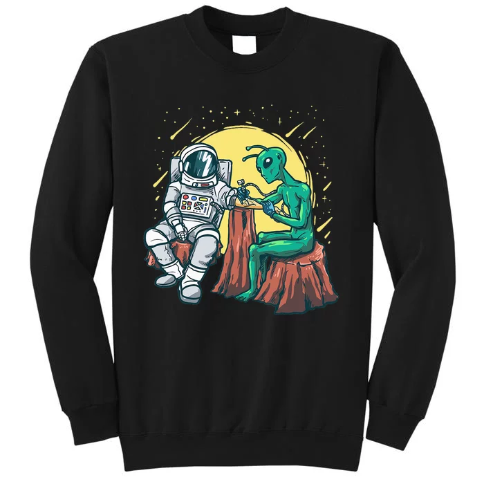 Alien Inking Astronaut Ink Funny Tattoo Artist Tall Sweatshirt