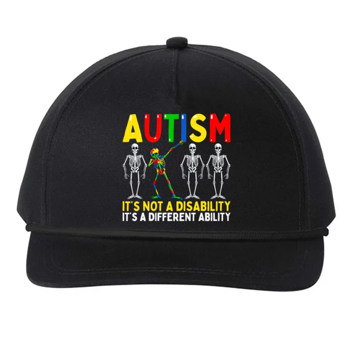 Autism It's A Different Ability Funny Dabbing Skeleton Snapback Five-Panel Rope Hat