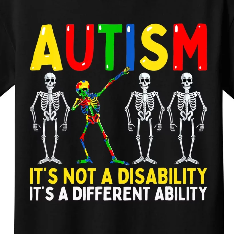 Autism It's A Different Ability Funny Dabbing Skeleton Kids T-Shirt