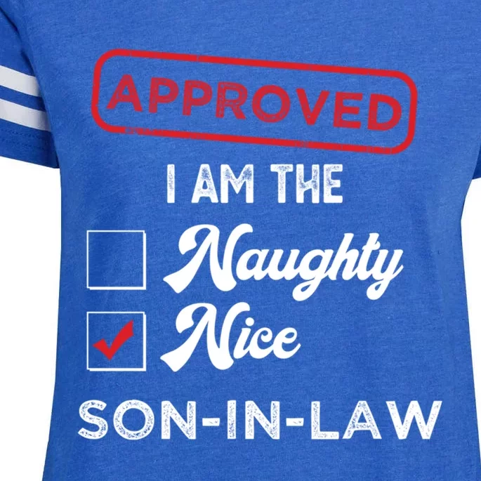 Approved I Am Nice Soninlaw Funny Christmas Xmas Gift Enza Ladies Jersey Football T-Shirt