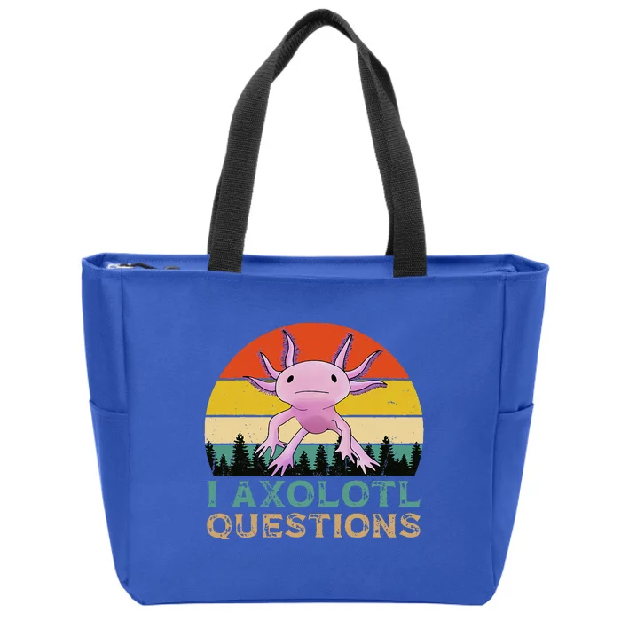 Axolotl I Axolotl Questions Retro Cute Anime Zip Tote Bag