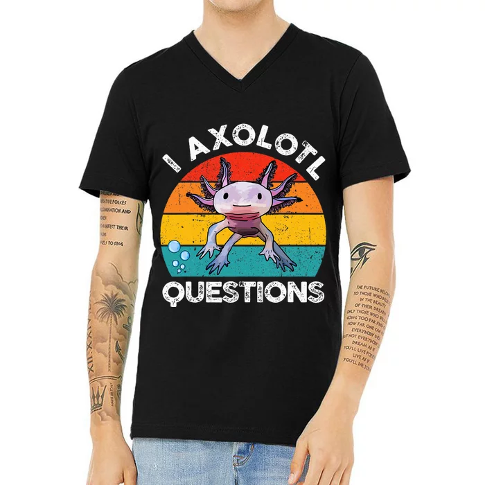 Axolotl I Axolotl Questions Retro Cute Axolotl V-Neck T-Shirt