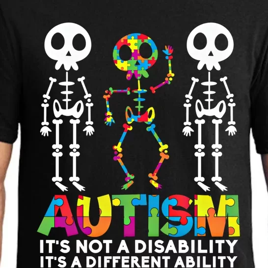 Autism ItS A Different Ability Funny Skeleton Funny Gift Great Gift Pajama Set