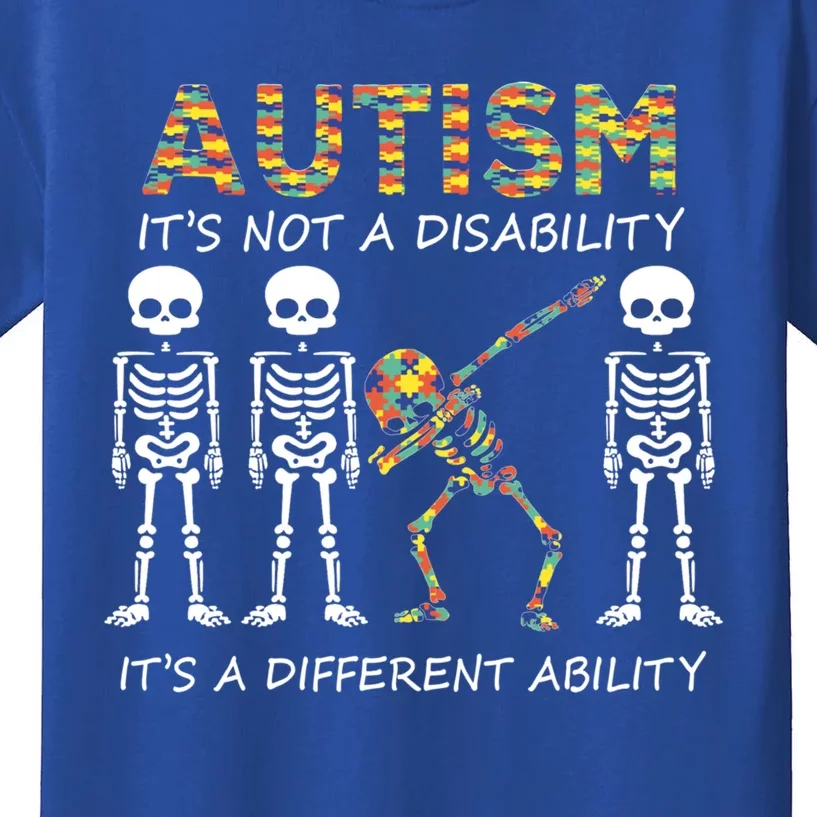 Autism It's A Different Ability Funny Dabbing Skeleton Funny Gift Kids T-Shirt