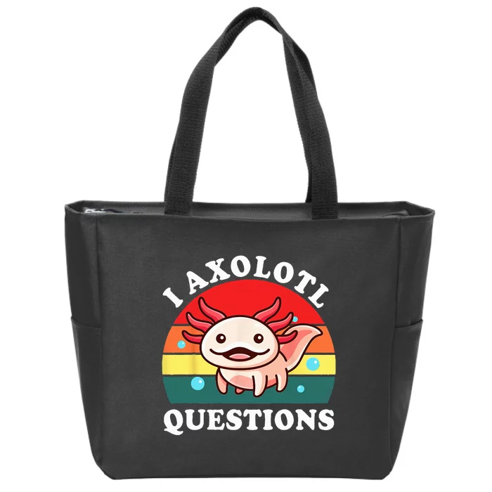 Axolotl I Axolotl Questions Retro Cute Anime Zip Tote Bag