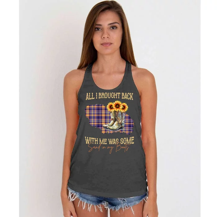 All I Bought Back With Me Was Some Sand In My Boots Women's Knotted Racerback Tank