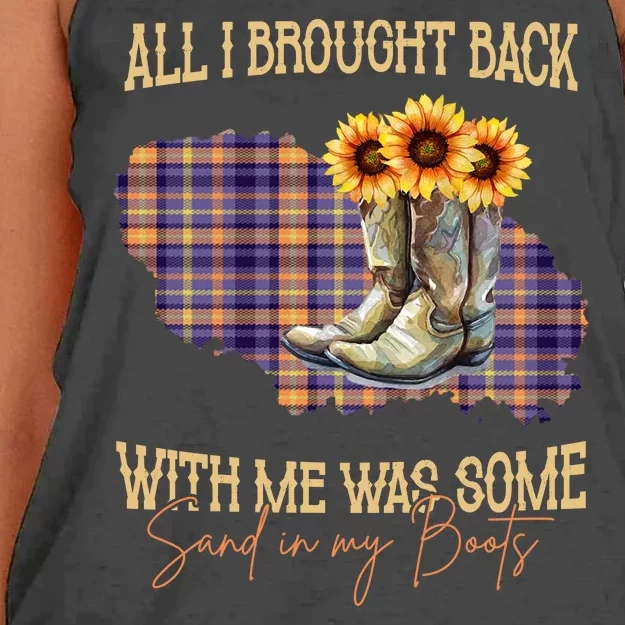 All I Bought Back With Me Was Some Sand In My Boots Women's Knotted Racerback Tank