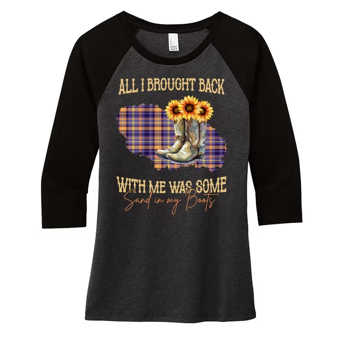 All I Bought Back With Me Was Some Sand In My Boots Women's Tri-Blend 3/4-Sleeve Raglan Shirt