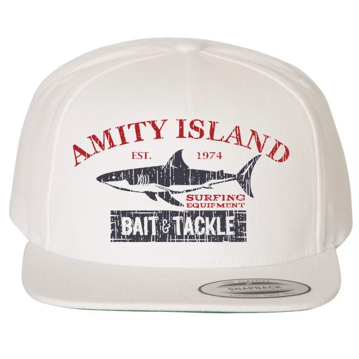 Amity Island Bait And Tackle Retro Fishing Wool Snapback Cap